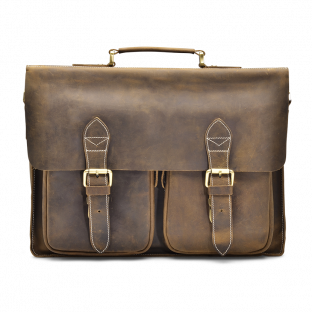 CARTABLE CUIR VINTAGE NOYER TYRIK. - 1