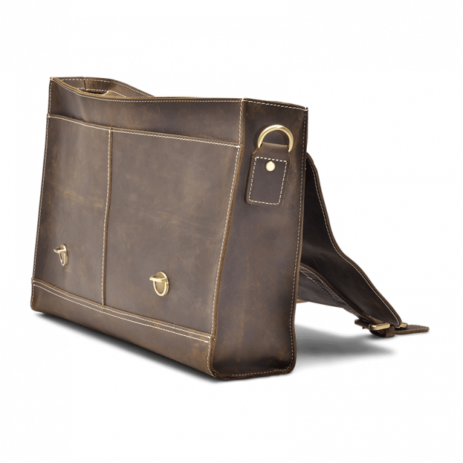 CARTABLE CUIR VINTAGE BROU DE NOIX ARLIS. - 3