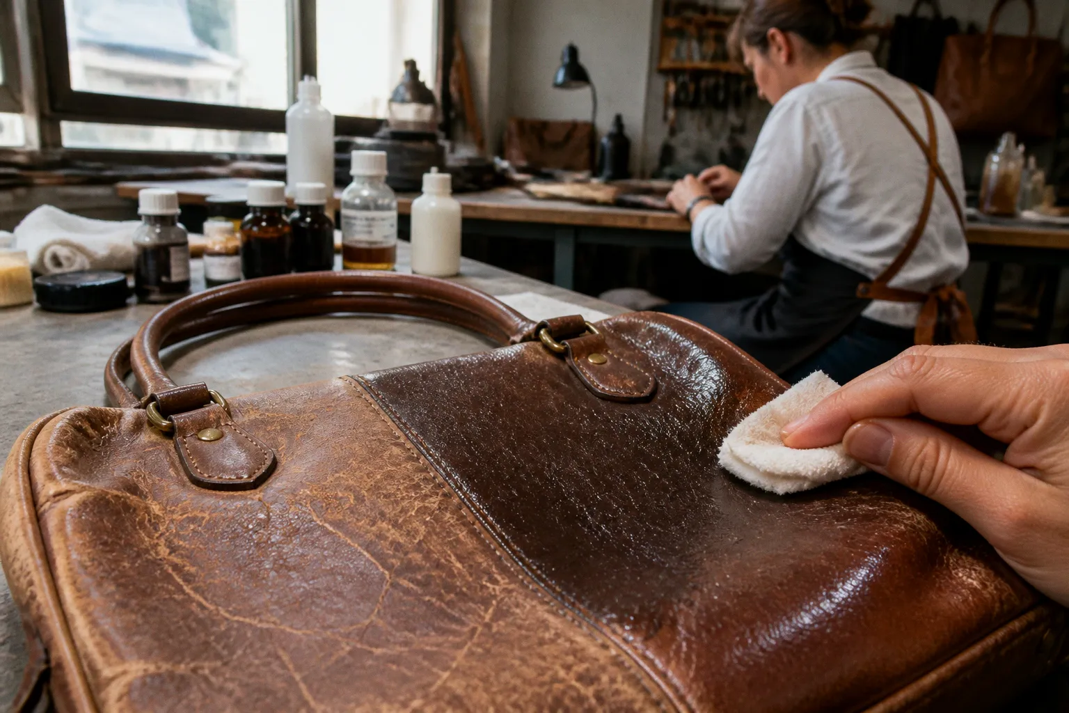 Cuir vintage restauré : la métamorphose avant-après