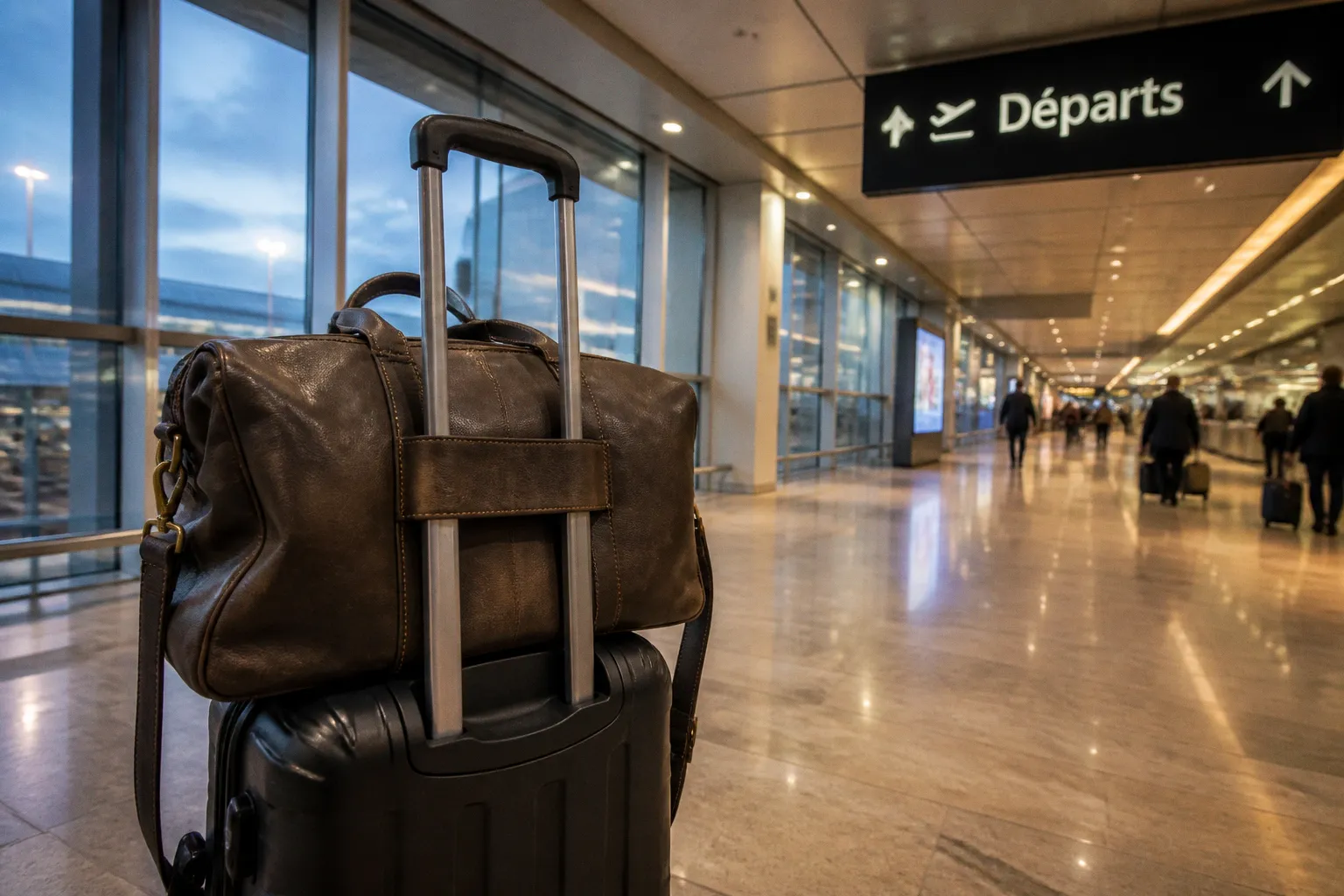 Sac de voyage en cuir : technique de maintien sur valise